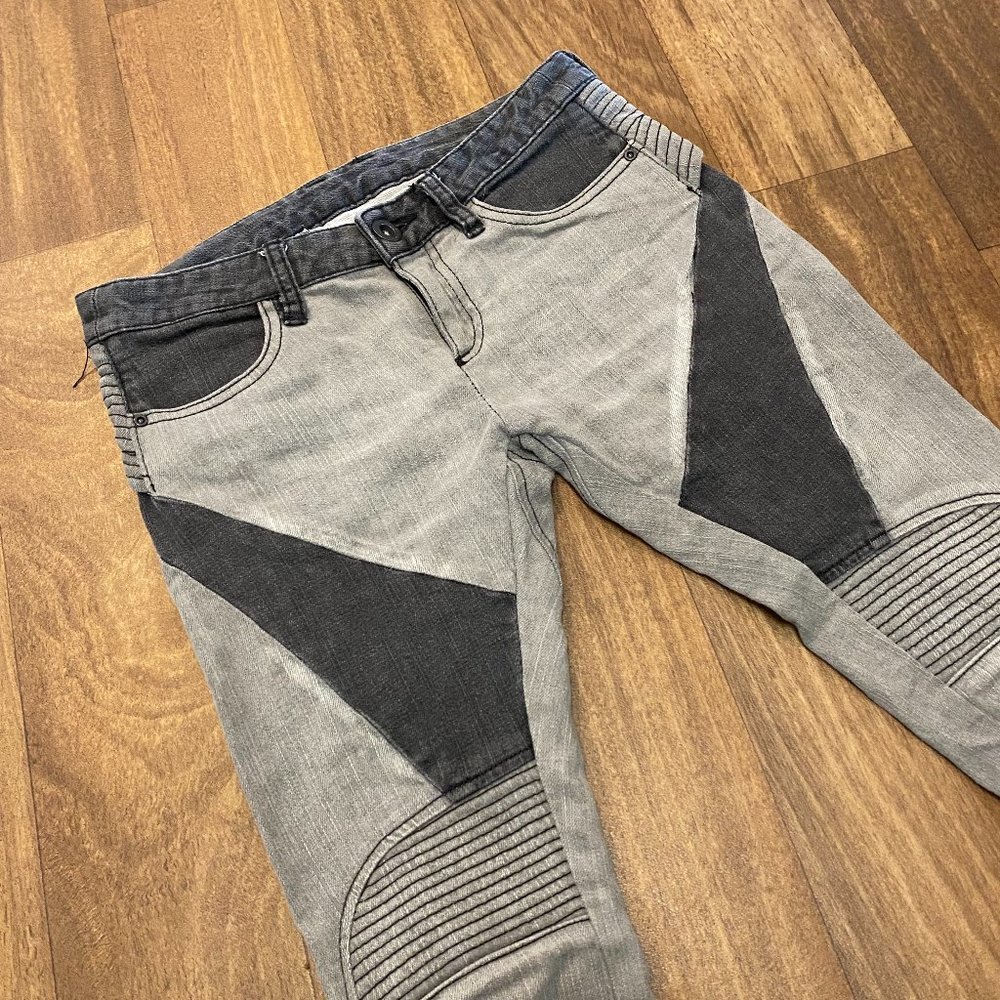 Bcbgmaxazria Jada Moto Women's SIZE 26/31 Skinny Jeans Ankle Zip Black Grey Wash - Picture 7 of 9